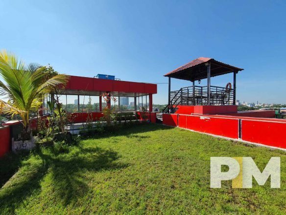 large balcony with plants - Yangon Property