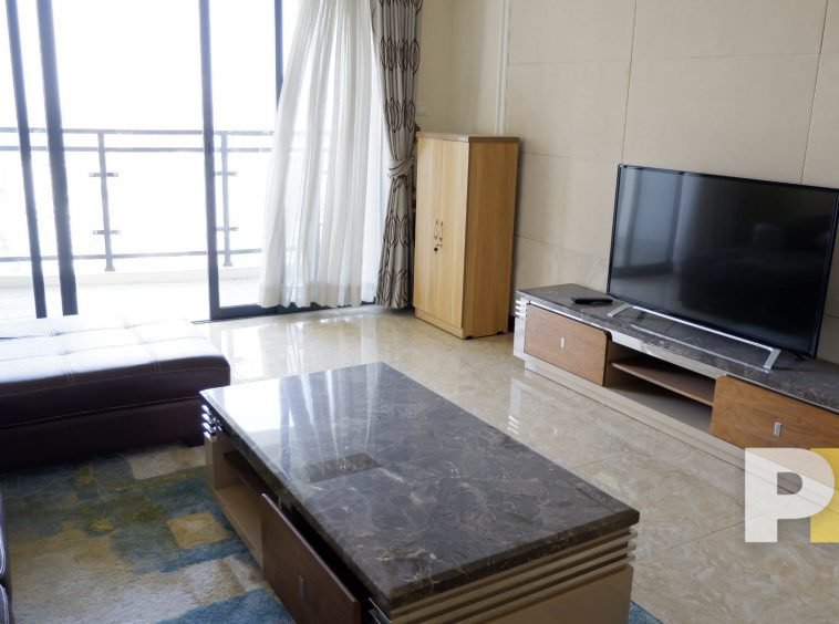 living room with TV - Rent in Myanmar