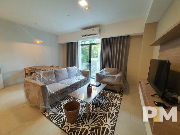 living room with TV - Yangon Property
