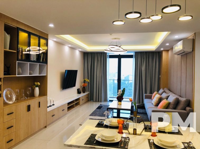 living room with dining space - Yangon Real Estate