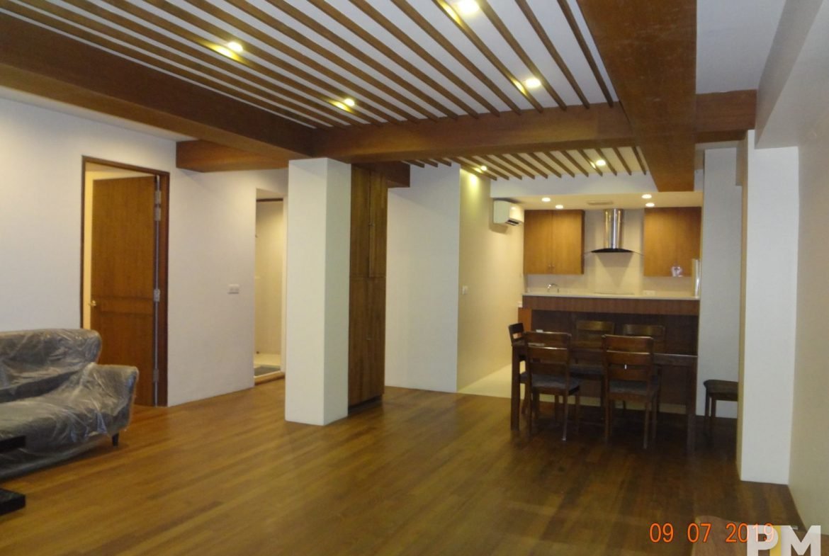 living room with open kitchen - Myanmar Property