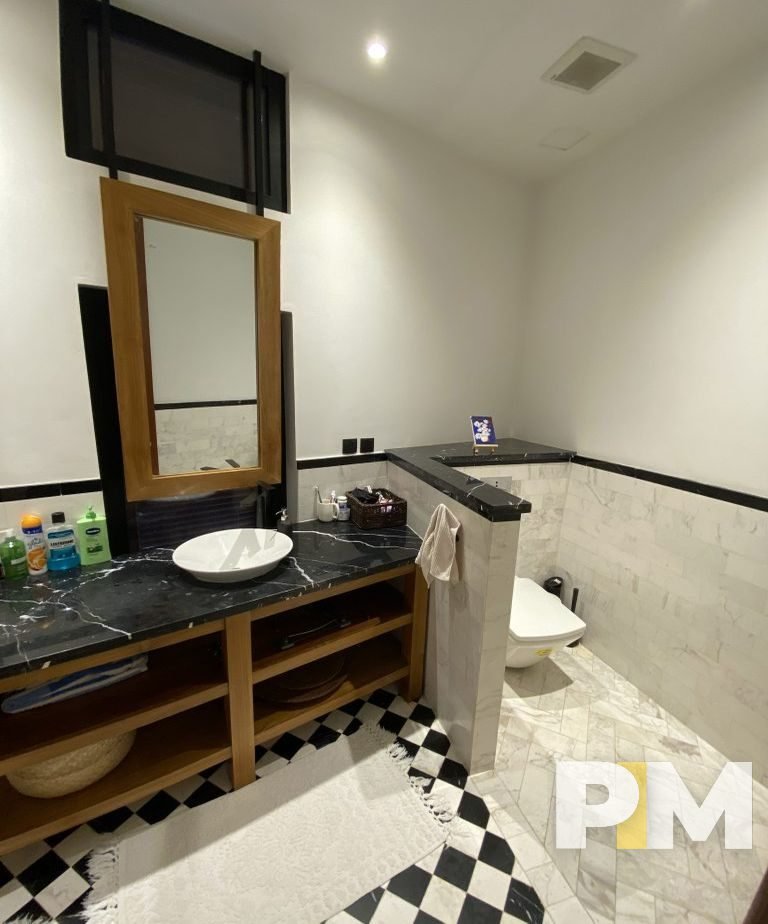 Downstairs Bathroom with mirror - Rent in Yangon