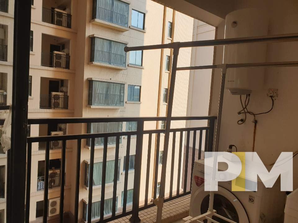 balcony with washing machine - properties in Yangon