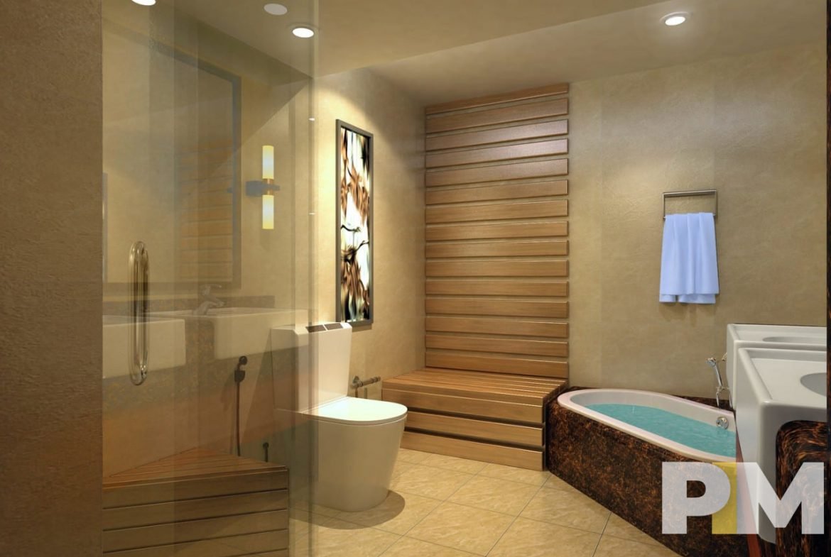 bathroom with bathtub - property in Yangon