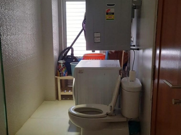 bathroom with washing machine -Yangon Real Estate