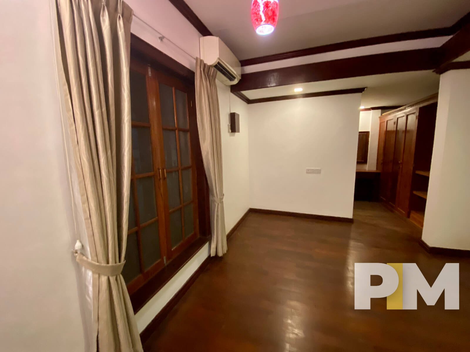 bedroom with air conditioner - House for rent in Mayangone