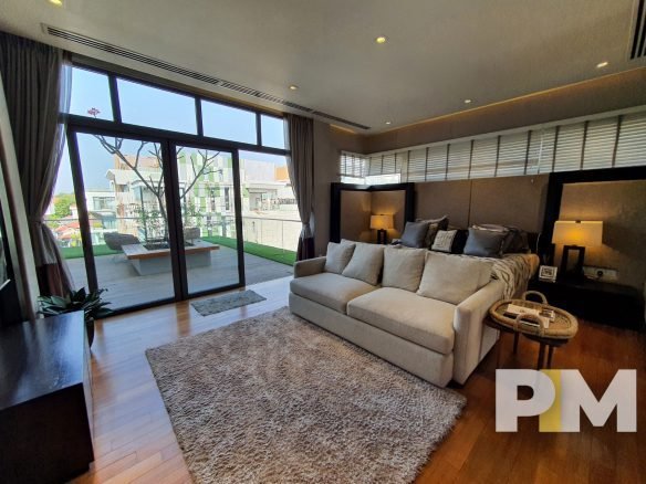 bedroom with balcony - Myanmar Luxury House