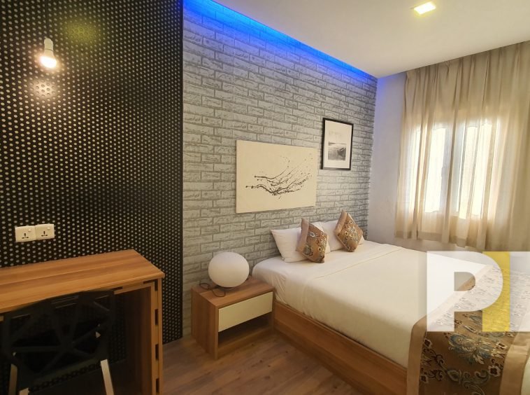 bedroom with study desk - Serviced Apartments in Yangon