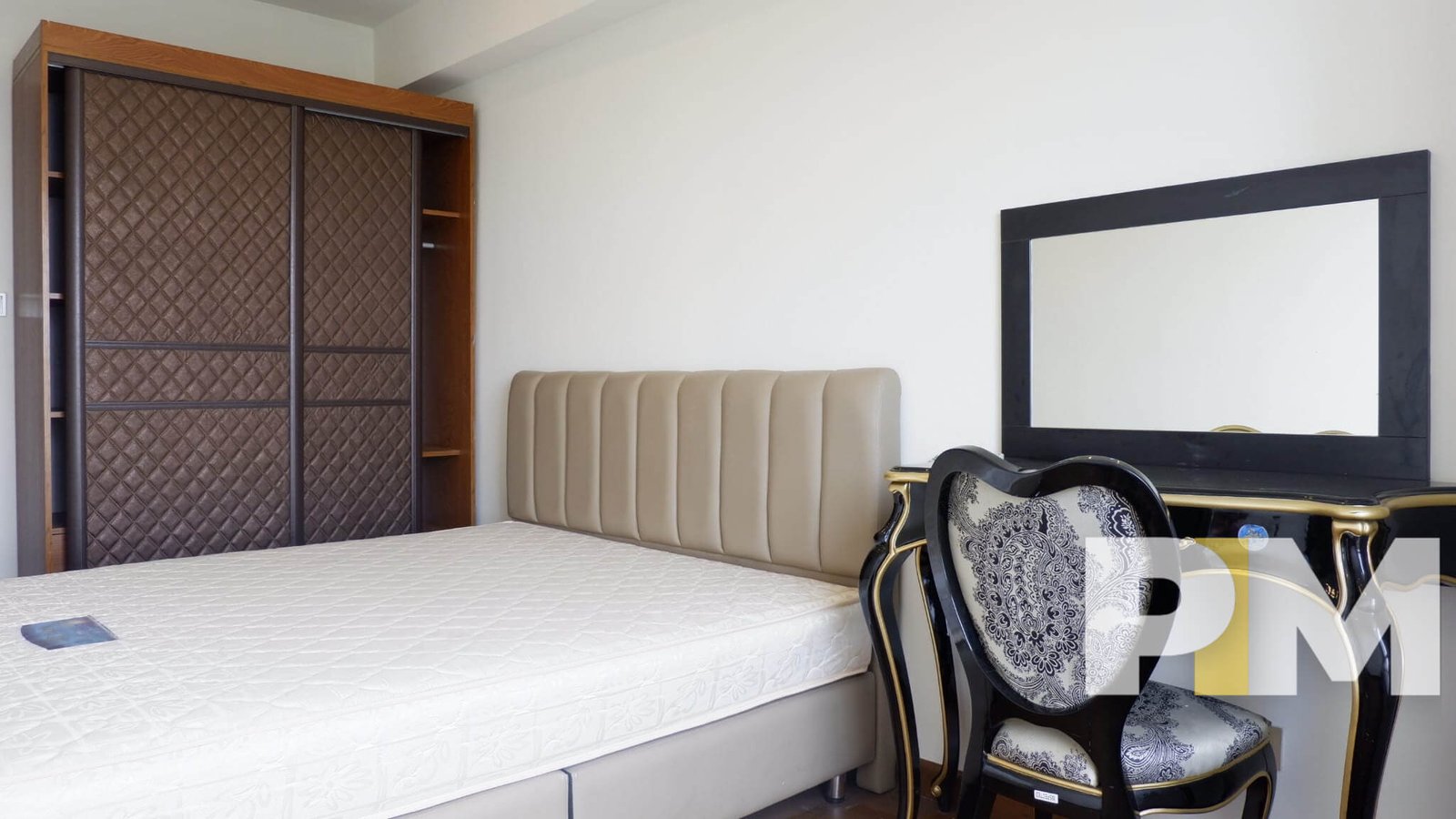 bedroom with vanity mirror - Myanmar Real Estate