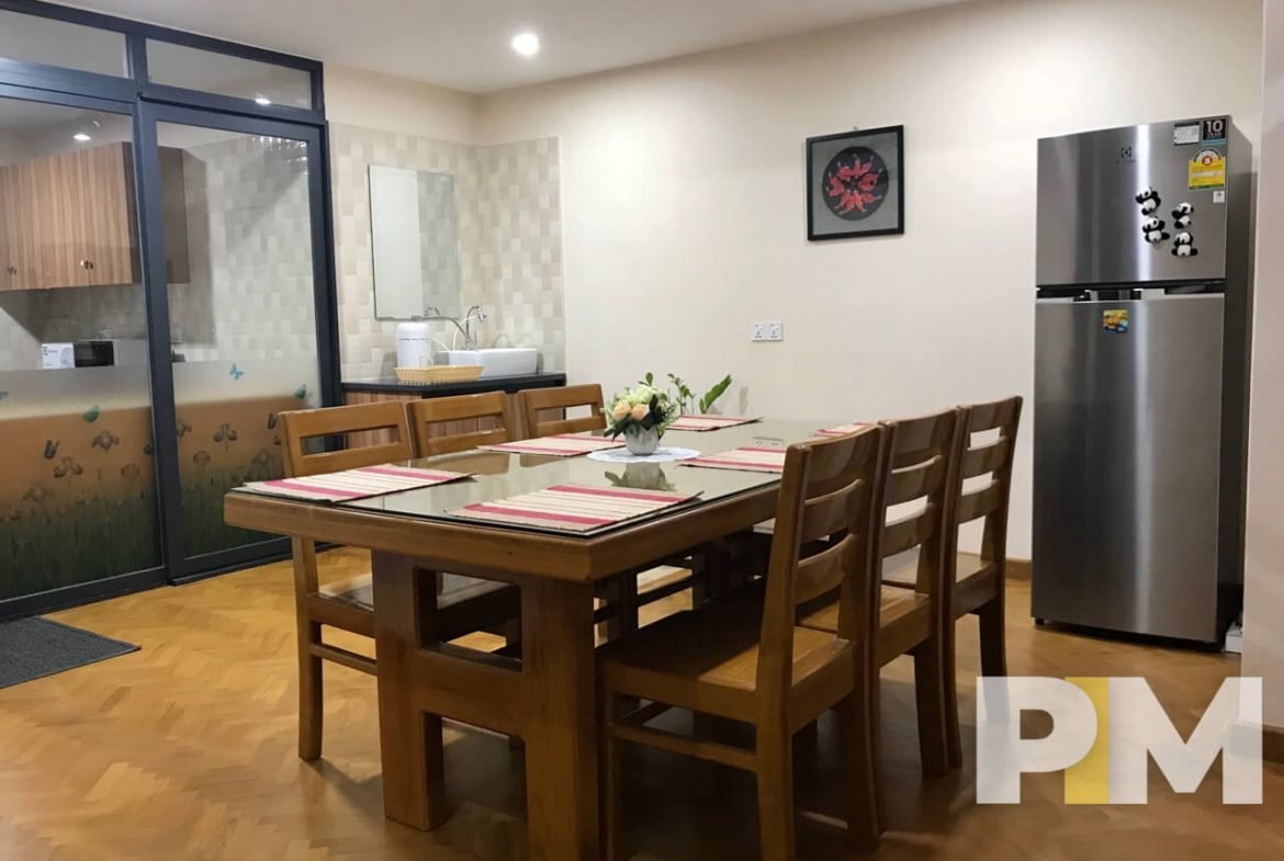 dining room with fridge - Rent in Yangon