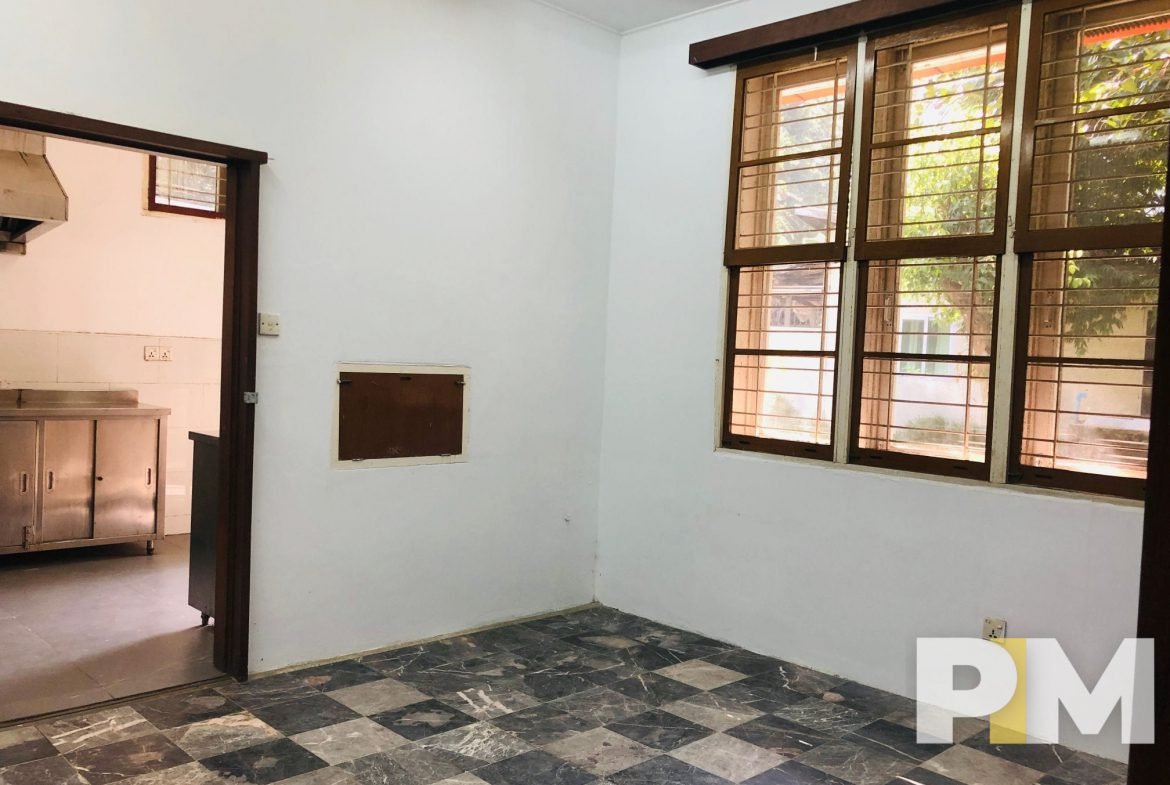 dining room with kitchen - property in Yangon