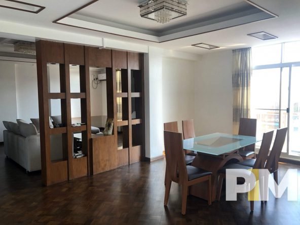 dining room with table and chairs- Home Rental Myanmar