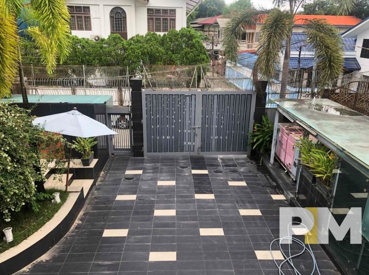 entrance gate with car parking space - Yangon Property