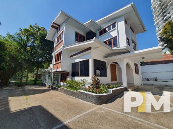 front view of the house with car park - Yangon Property