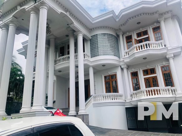 front view with car parking space - properties in Yangon
