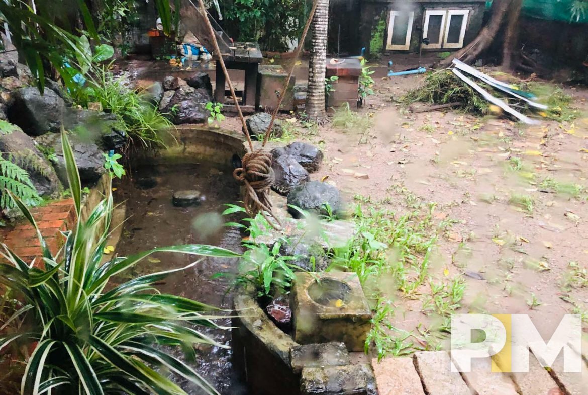 garden with a pond - properties in Yangon