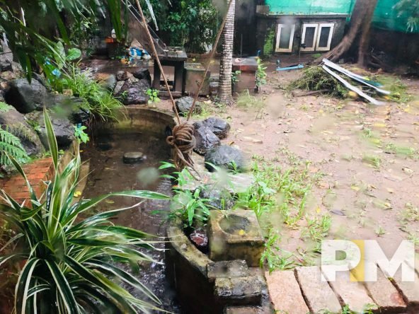 garden with a pond - properties in Yangon