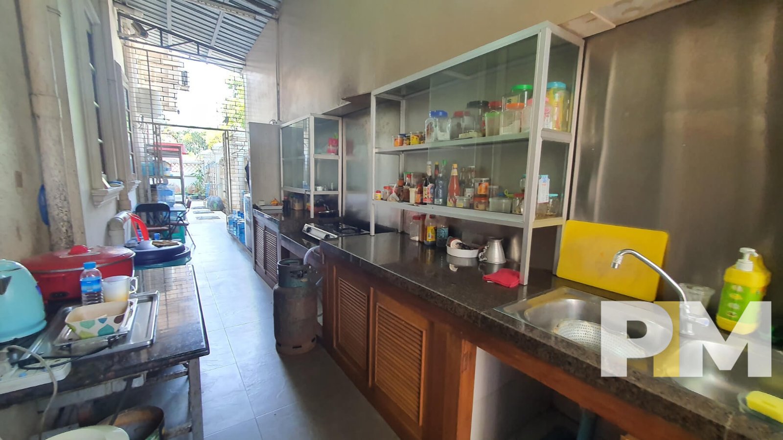 kitchen with cabinets - Rent in Myanmar