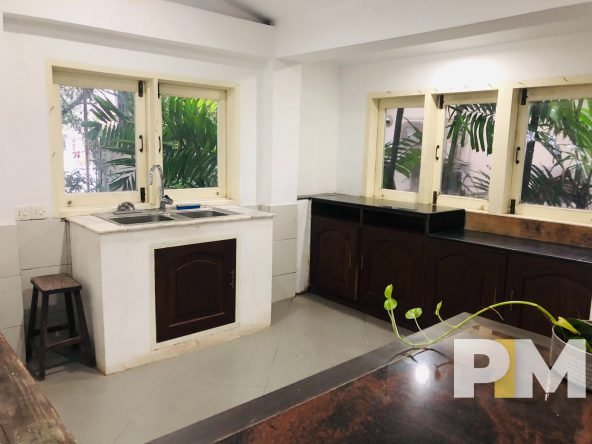 kitchen with cabinets - Rent in Myanmar