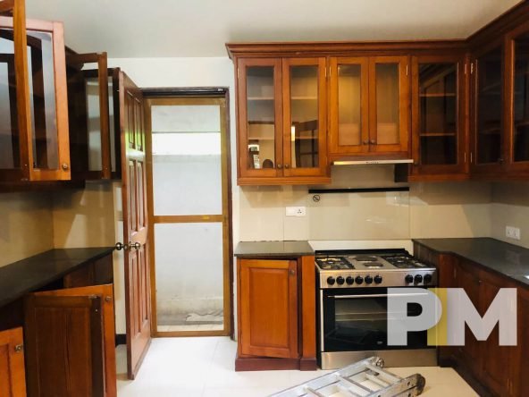 kitchen with cabinets - Rent in Yangon