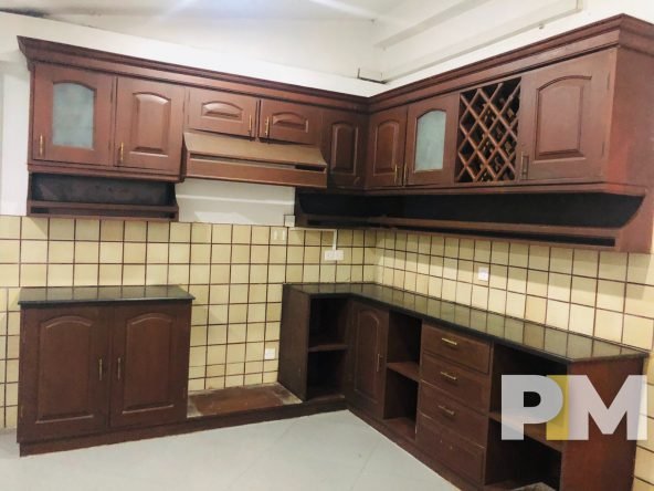 kitchen with cabinets - Rent in Yangon
