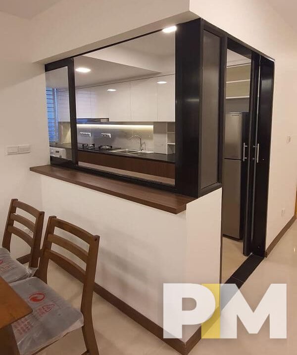 kitchen with dining table and chairs - Myanmar Condo for rent