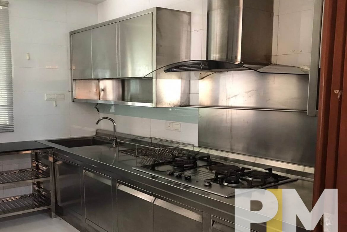 kitchen with electric stove - Yangon Property