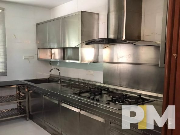 kitchen with electric stove - Yangon Property