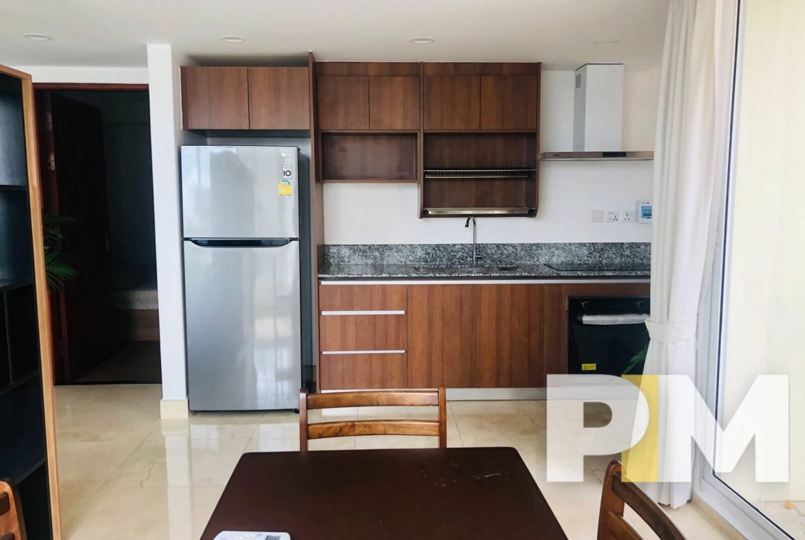 kitchen with fridge - properties in Yangon