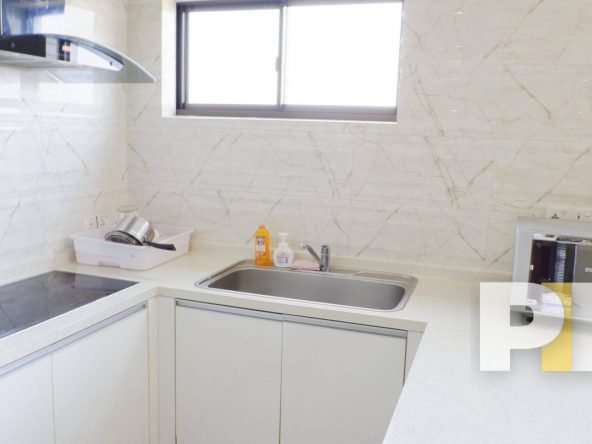 kitchen with microwave - Condo for rent in Mingalar Taung Nyunt
