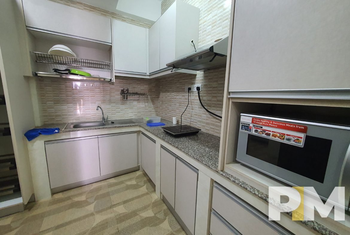 kitchen with microwave - Home Rental Yangon