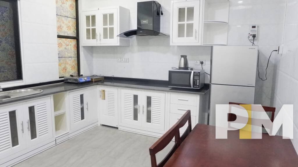 kitchen with microwave - Rent in Yangon