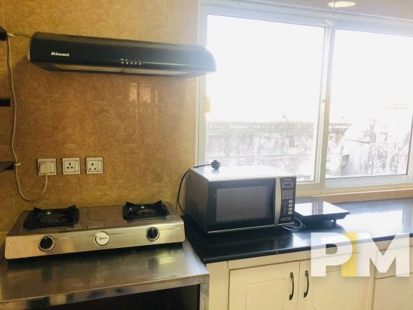 kitchen with microwave - Yangon Property