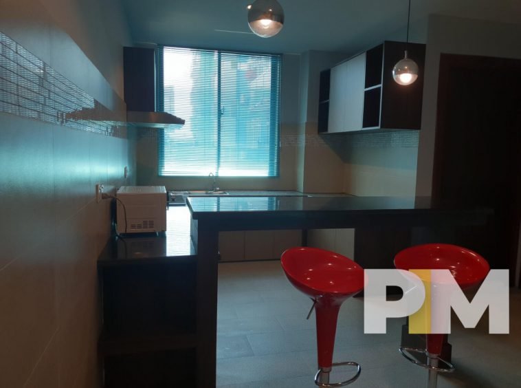 kitchen with microwave - Yangon Property