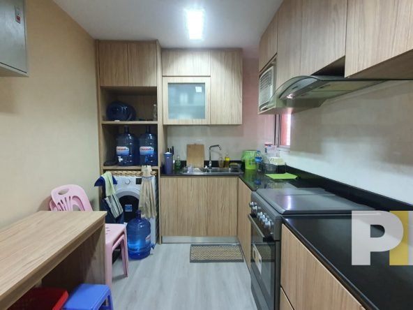 kitchen with washing machine - Yangon Real Estate