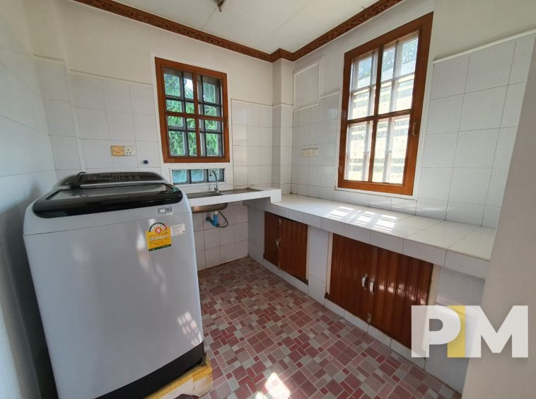 kitchen with washing machine - Yangon Real Estate