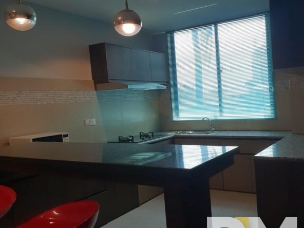 kitchen with wine chairs - Myanmar Condo for rent