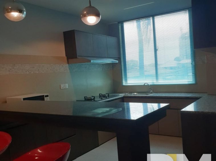 kitchen with wine chairs - Myanmar Condo for rent