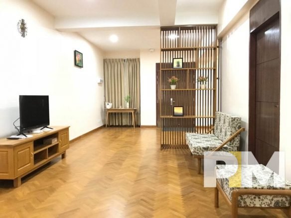 living room with TV - Condo for rent in Hlaing