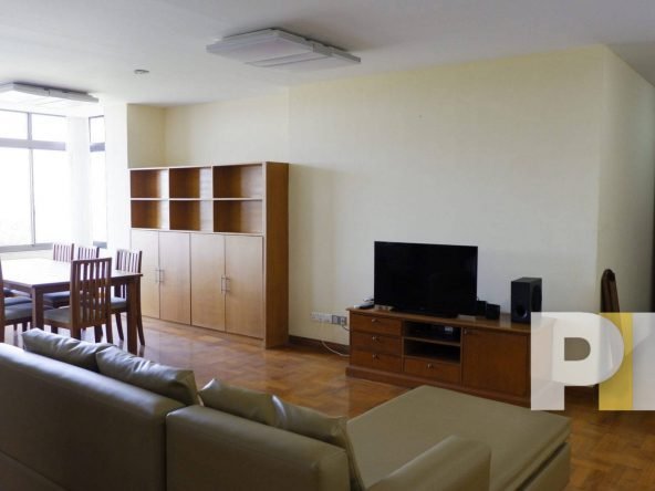 living room with TV - Myanmar Condo for rent