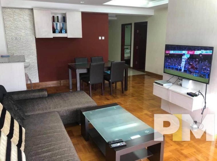 living room with TV - Myanmar Property