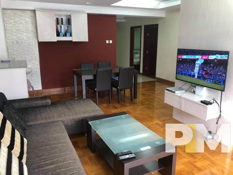 living room with TV - Myanmar Property