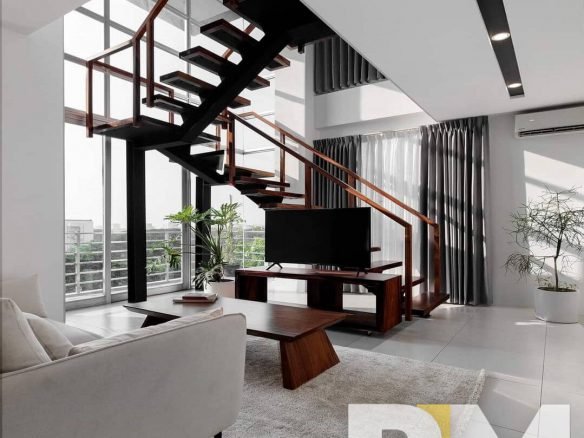 living room with TV - Serviced Apartment for rent in Ahlone