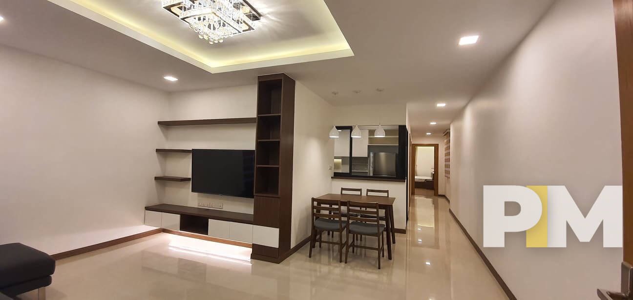 living room with TV - Yangon Real Estate