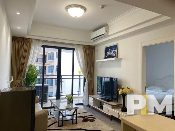 living room with TV - Yangon Real Estate