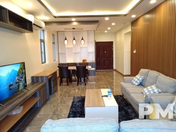 living room with TV - properties in Yangon