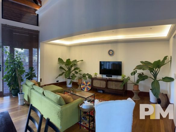 living room with TV - properties in Yangon