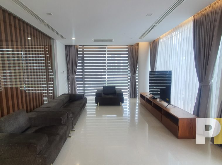 living room with TV - property in Yangon