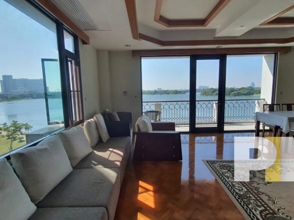 living room with balcony - Home Rental Yangon