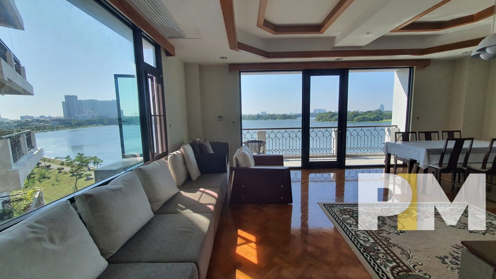 living room with balcony - Home Rental Yangon